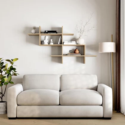 Ραφιέρα τοίχου Halic Megapap χρώμα φυσικό οξιάς 150x22x82εκ. Ραφιέρα τοίχου Halic Megapap χρώμα φυσικό οξιάς 150x22x82εκ.