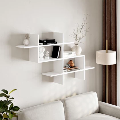 Ραφιέρα τοίχου Halic Megapap χρώμα λευκό 150x22x82εκ. Ραφιέρα τοίχου Halic Megapap χρώμα λευκό 150x22x82εκ.