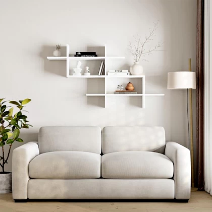 Ραφιέρα τοίχου Halic Megapap χρώμα λευκό 150x22x82εκ. Ραφιέρα τοίχου Halic Megapap χρώμα λευκό 150x22x82εκ.