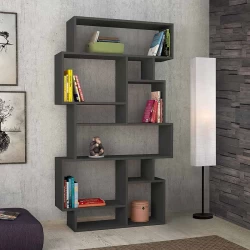 Βιβλιοθήκη Karmato Megapap χρώμα ανθρακί 96x25,5x168,5εκ.