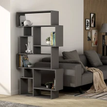 Βιβλιοθήκη Karmato Megapap χρώμα ανθρακί 96x25,5x168,5εκ.