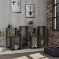 Βιβλιοθήκη Karmato Megapap χρώμα ανθρακί 96x25,5x168,5εκ.