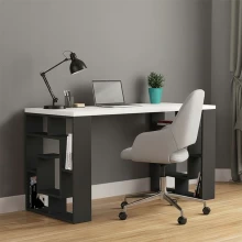 Γραφείο εργασίας Labirent Megapap χρώμα ανθρακί - λευκό 140x60x75εκ