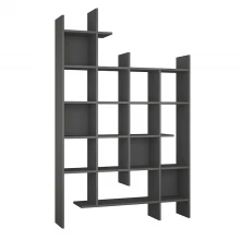 Βιβλιοθήκη Manco Megapap χρώμα ανθρακί 122x25,5x188εκ.