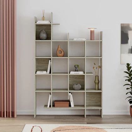 Βιβλιοθήκη Manco Megapap χρώμα travertine 122x25,5x188εκ.