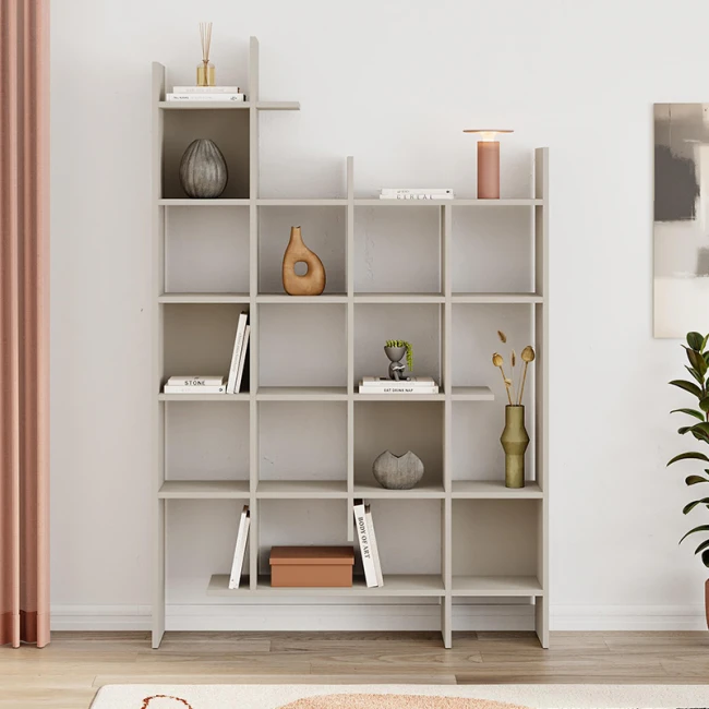 Βιβλιοθήκη Manco Megapap χρώμα sandstone 122x25,5x188εκ.