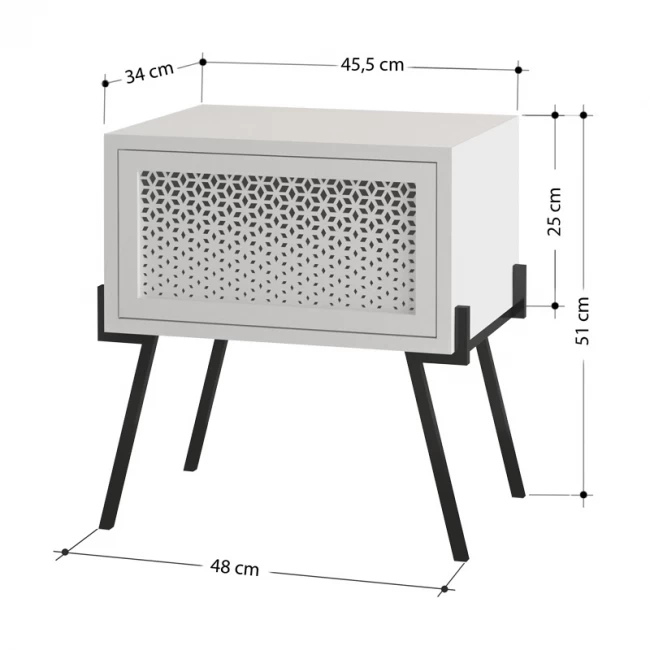 Κομοδίνο Naive Megapap χρώμα λευκό 48x34x51εκ.