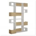 Βιβλιοθήκη Niho Megapap χρώμα λευκό - φυσικό οξιάς 120x25,3x171εκ.