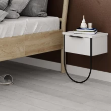 Κομοδίνο επιτοίχιο Norfolk Megapap χρώμα λευκό 33x25x44εκ.