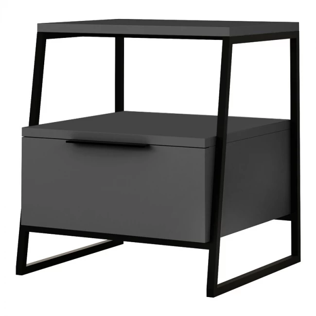 Κομοδίνο Pal Megapap χρώμα ανθρακί 45x40x50εκ.