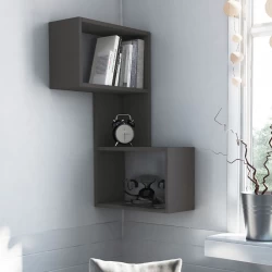 Ραφιέρα τοίχου γωνιακή Part Megapap χρώμα ανθρακί 47x20x82εκ.