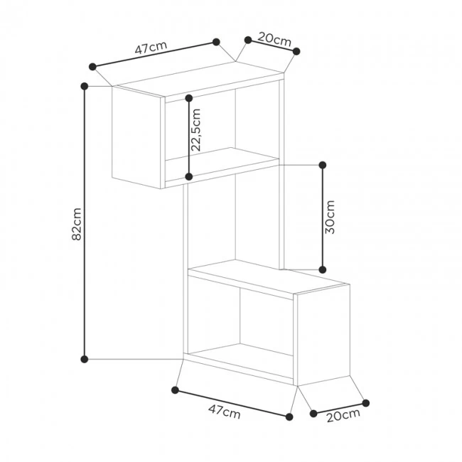 Ραφιέρα τοίχου γωνιακή Part Megapap χρώμα ανθρακί 47x20x82εκ.