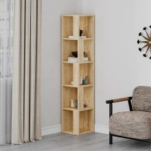 Βιβλιοθήκη γωνιακή Piano Megapap χρώμα sapphire oak 31,4x31,4x158,9εκ.