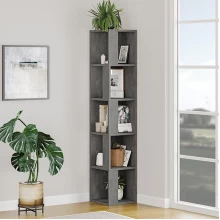 Βιβλιοθήκη γωνιακή Piano Megapap χρώμα γκρι ρετρό 31,4x31,4x158,9εκ.