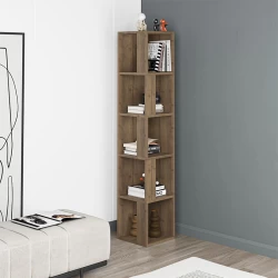 Βιβλιοθήκη γωνιακή Piano Megapap χρώμα ανοιχτό καρυδί 31,4x31,4x158,9εκ.