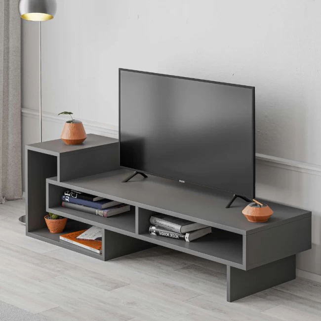 Έπιπλο τηλεόρασης Tetra Megapap χρώμα γκρι ρετρό 136,7x40x42εκ.