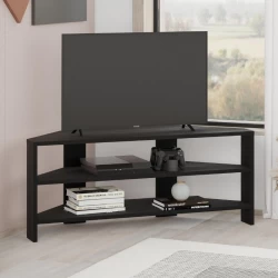 Έπιπλο τηλεόρασης γωνιακό Thales Megapap χρώμα black wood 110x36x45εκ.