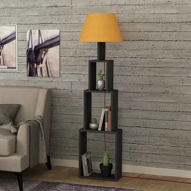 Φωτιστικό δαπέδου Tower Megapap υφασμάτινο - μελαμίνης χρώμα ανθρακί/κίτρινο 40x19,8x168εκ. Φωτιστικό δαπέδου Tower Megapap υφασμάτινο - μελαμίνης χρώμα ανθρακί/κίτρινο 40x19,8x168εκ.