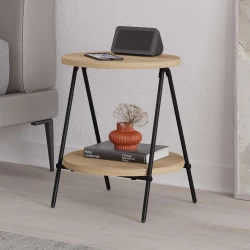 Τραπεζάκι βοηθητικό Essel Megapap χρώμα φυσικό οξιάς 35x35x42εκ.