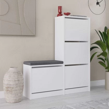 Παπουτσοθήκη Dude Megapap χρώμα λευκό 104,8x26x118,5εκ. Παπουτσοθήκη Dude Megapap χρώμα λευκό 104,8x26x118,5εκ.