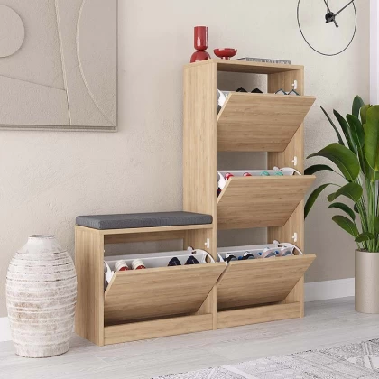 Παπουτσοθήκη Dude Megapap χρώμα φυσικό οξιάς 104,8x26x118,5εκ. Παπουτσοθήκη Dude Megapap χρώμα φυσικό οξιάς 104,8x26x118,5εκ.