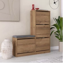 Παπουτσοθήκη Dude Megapap χρώμα ανοιχτό καρυδί 104,8x26x118,5εκ.