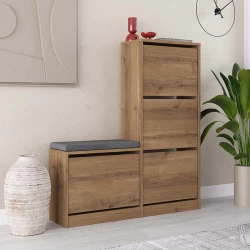 Παπουτσοθήκη Dude Megapap χρώμα ανοιχτό καρυδί 104,8x26x118,5εκ.