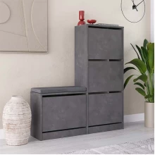 Παπουτσοθήκη Dude Megapap χρώμα γκρι ρετρό104,8x26x118,5εκ.