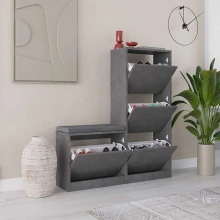 Παπουτσοθήκη Dude Megapap χρώμα γκρι ρετρό 104,8x26x118,5εκ.