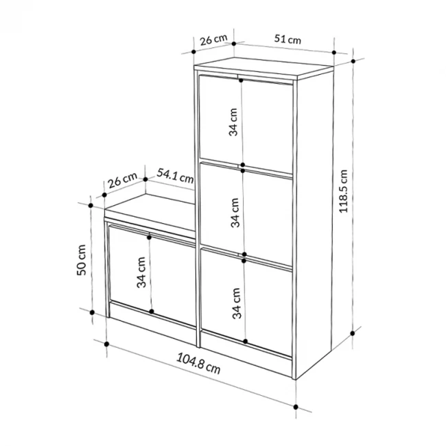 Παπουτσοθήκη Dude Megapap χρώμα γκρι ρετρό104,8x26x118,5εκ.
