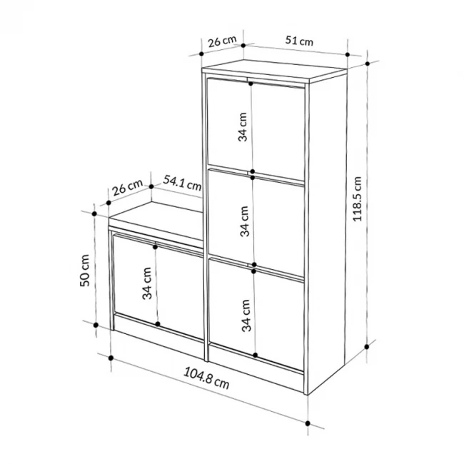Παπουτσοθήκη Dude Megapap χρώμα μαύρο 104,8x26x118,5εκ.