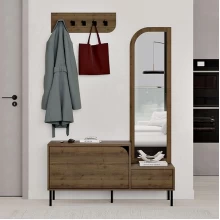 Έπιπλο εισόδου Mila Megapap με κρεμάστρα χρώμα ανοιχτό καρυδί 120x37x171,6εκ.