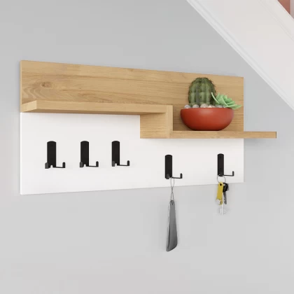 Κρεμάστρα τοίχου Harmon Megapap χρώμα sapphire oak - λευκό 65x15x31εκ. Κρεμάστρα τοίχου Harmon Megapap χρώμα sapphire oak - λευκό 65x15x31εκ.