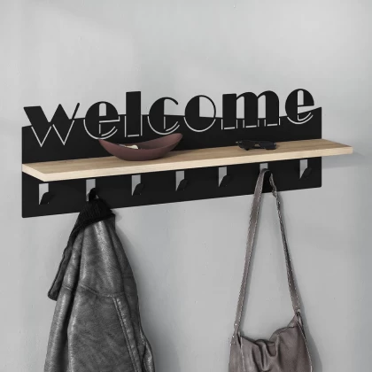 Κρεμάστρα τοίχου Welcome Megapap χρώμα μαύρο - sapphire oak 86x15,2x29εκ. Κρεμάστρα τοίχου Welcome Megapap χρώμα μαύρο - sapphire oak 86x15,2x29εκ.