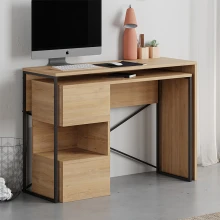 Γραφείο εργασίας πολυμορφικό Badau Megapap χρώμα sapphire oak 110x37,2x77εκ.