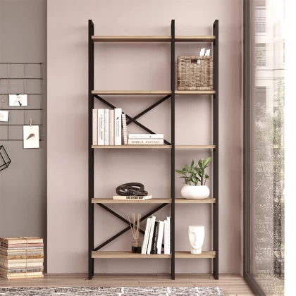 Βιβλιοθήκη Dusan Megapap χρώμα sepet oak 87,5x30x175εκ.