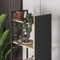 Βιβλιοθήκη Detroit Megapap χρώμα sapphire oak - silky black 58x35,2x175εκ.