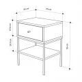 Κομοδίνο Lisa Megapap χρώμα saphhire oak 45x35x56εκ.