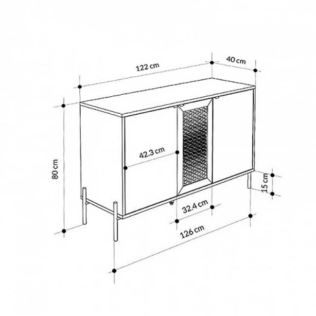 Μπουφές Naive Megapap χρώμα sapphire oak 126x40x80εκ.