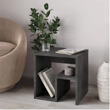 Τραπεζάκι βοηθητικό - Κομοδίνο Bon Megapap χρώμα γκρι ρετρό 40x35x40εκ.