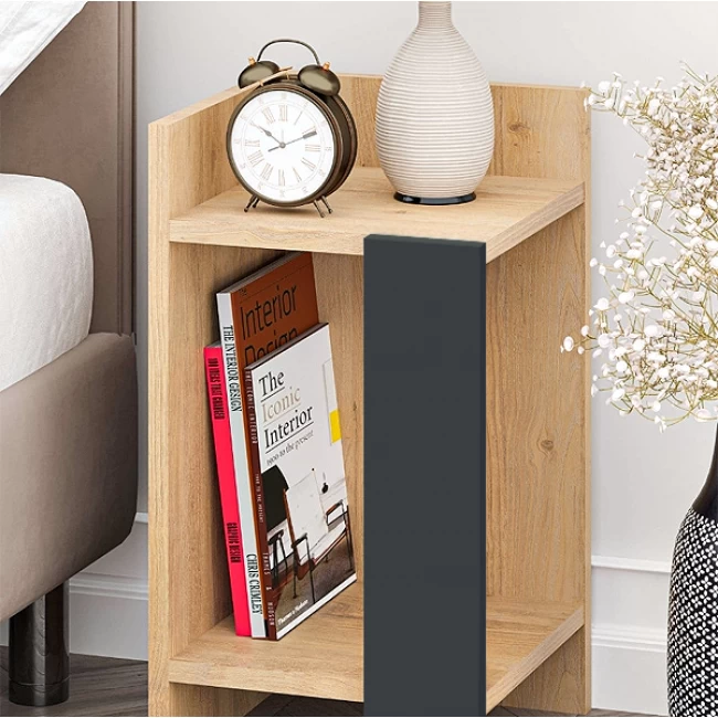 Κομοδίνο Elos Megapap χρώμα saphhire oak - silky black 30x31,7x55εκ.