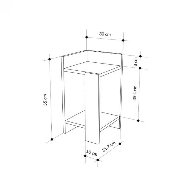 Κομοδίνο Elos Megapap χρώμα saphhire oak - silky black 30x31,7x55εκ.