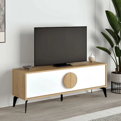 Έπιπλο τηλεόρασης Gora Megapap χρώμα sapphire oak - λευκό 140x35,6x51εκ. Έπιπλο τηλεόρασης Gora Megapap χρώμα sapphire oak - λευκό 140x35,6x51εκ.