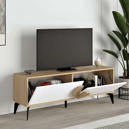 Έπιπλο τηλεόρασης Gora Megapap χρώμα sapphire oak - λευκό 140x35,6x51εκ. Έπιπλο τηλεόρασης Gora Megapap χρώμα sapphire oak - λευκό 140x35,6x51εκ.