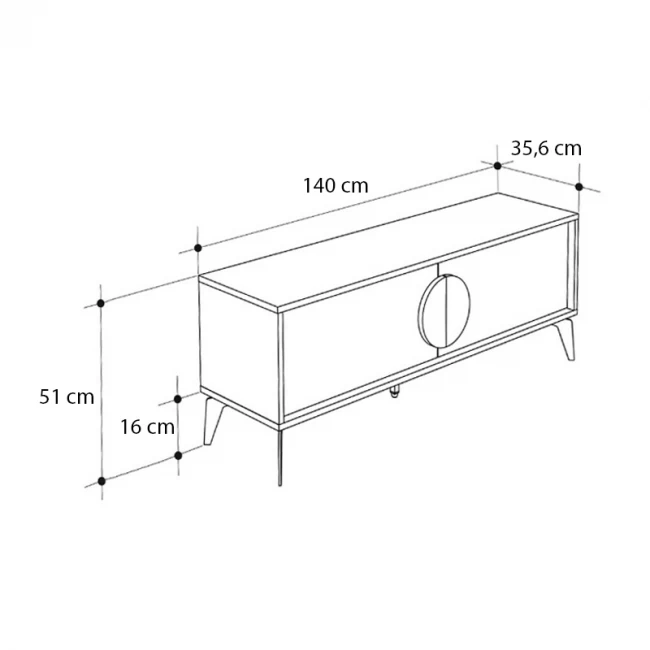 Έπιπλο τηλεόρασης Gora Megapap χρώμα sapphire oak - λευκό 140x35,6x51εκ.