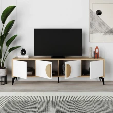 Έπιπλο τηλεόρασης Gora Megapap χρώμα sapphire oak - λευκό 180x35,6x51εκ.