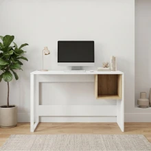Γραφείο εργασίας Cubo Megapap χρώμα λευκό - sapphire oak 110x50x75εκ.