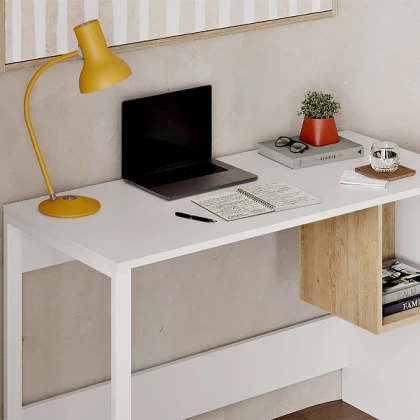 Γραφείο εργασίας Cubo Megapap χρώμα λευκό - sapphire oak 110x50x75εκ. Γραφείο εργασίας Cubo Megapap χρώμα λευκό - sapphire oak 110x50x75εκ.
