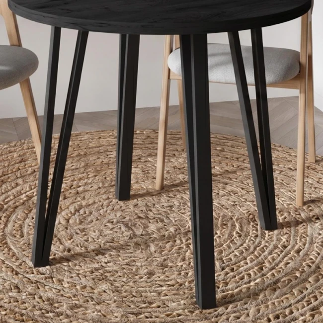 Τραπέζι Xana Megapap χρώμα black wood Ø90x77,5εκ.