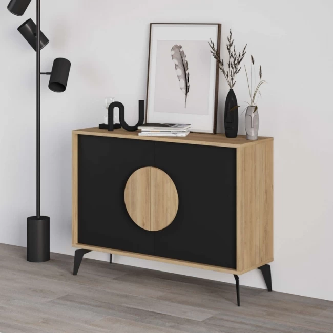 Μπουφές Gora Megapap χρώμα sapphire oak - silky black 110x40x82εκ.